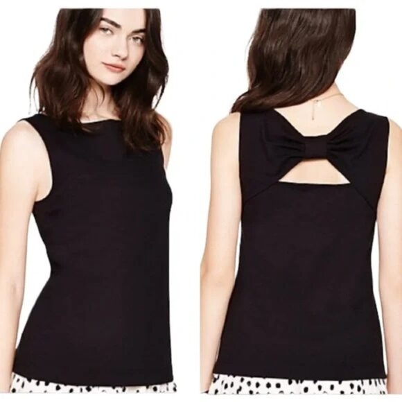 Kate Spade Black Bow Cutout Back Tank Top - Picture 1 of 6